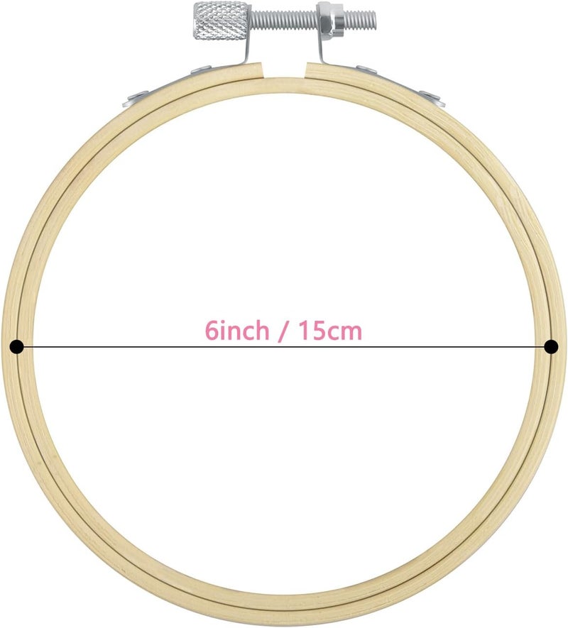 TINDTOP 16 Pieces 6 Inch Embroidery Hoops, Bamboo Frame Circle Cross Stitch Hoop Ring Embroidery Hoops Set for Embroidery and Cross Stitch - Image 3